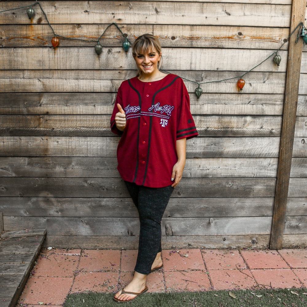 Texas A&M Aggies Maroon baseball jersey button up